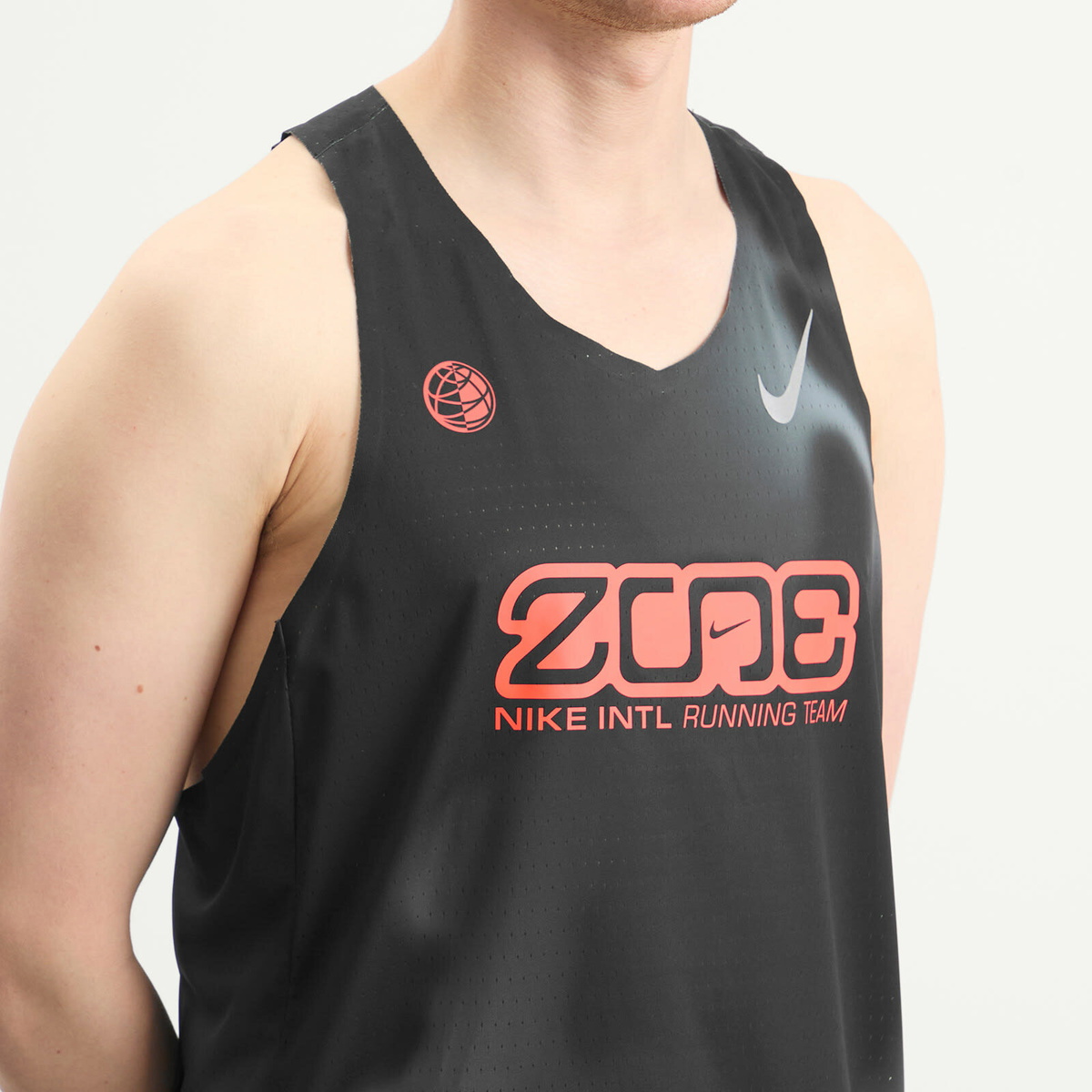 Nike Running Men's Nike Aeroswift Singlet in Black/Grey/Crimson