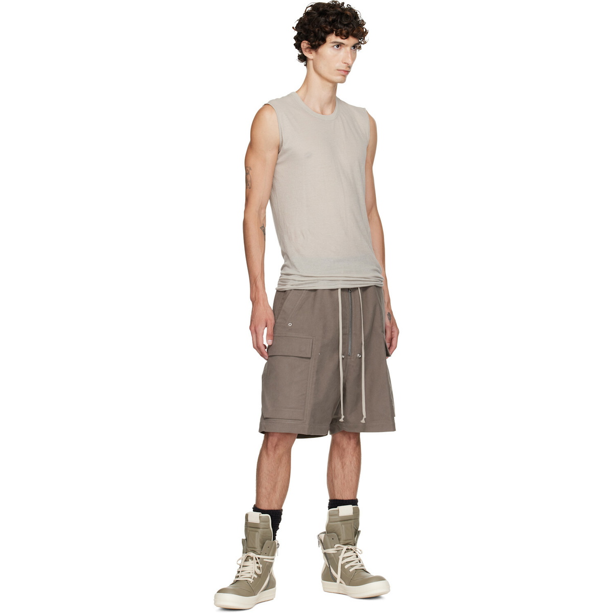 Rick Owens Gray Tower Cargobela Shorts