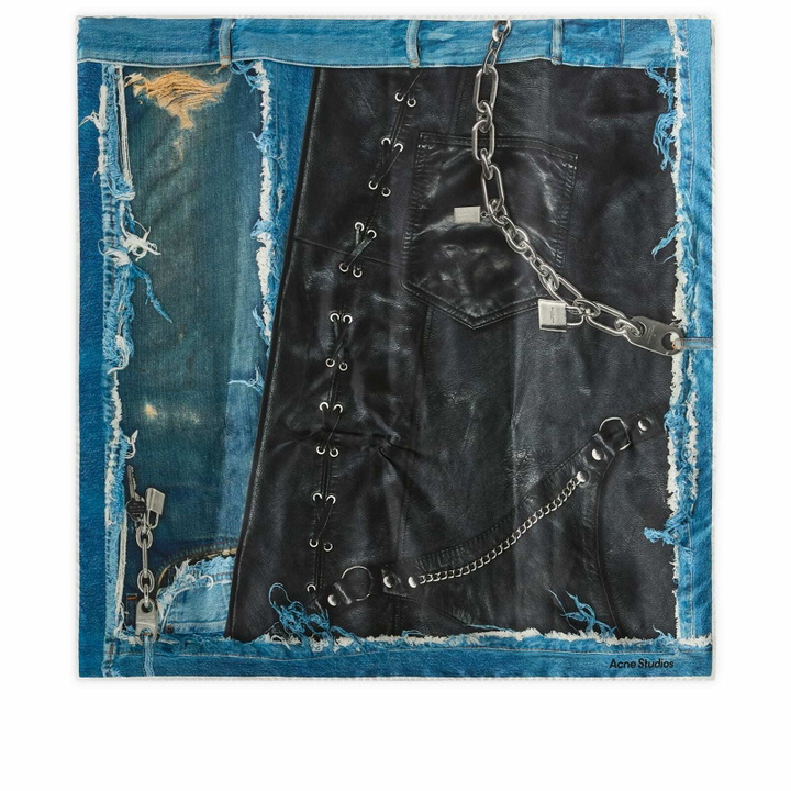 Photo: Acne Studios Women's Vasco Denim Skeleton Scarf in Black/Blue 