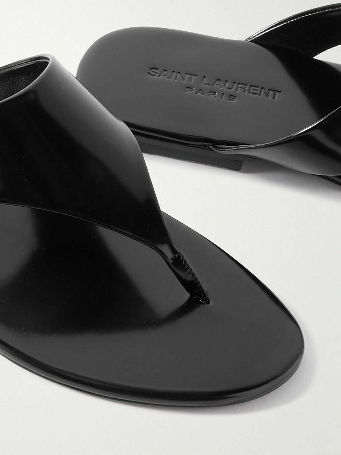 SAINT LAURENT - Kouros Leather Flip Flops - Black Saint Laurent