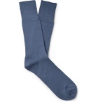 Mr P. - Ribbed Cotton-Blend Socks - Blue