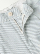 Alex Mill - Standard Straight-Leg Pleated Striped Cotton-Seersucker Trousers - Blue