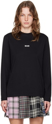 MSGM Black Impact Mini Logo Long Sleeve T-Shirt