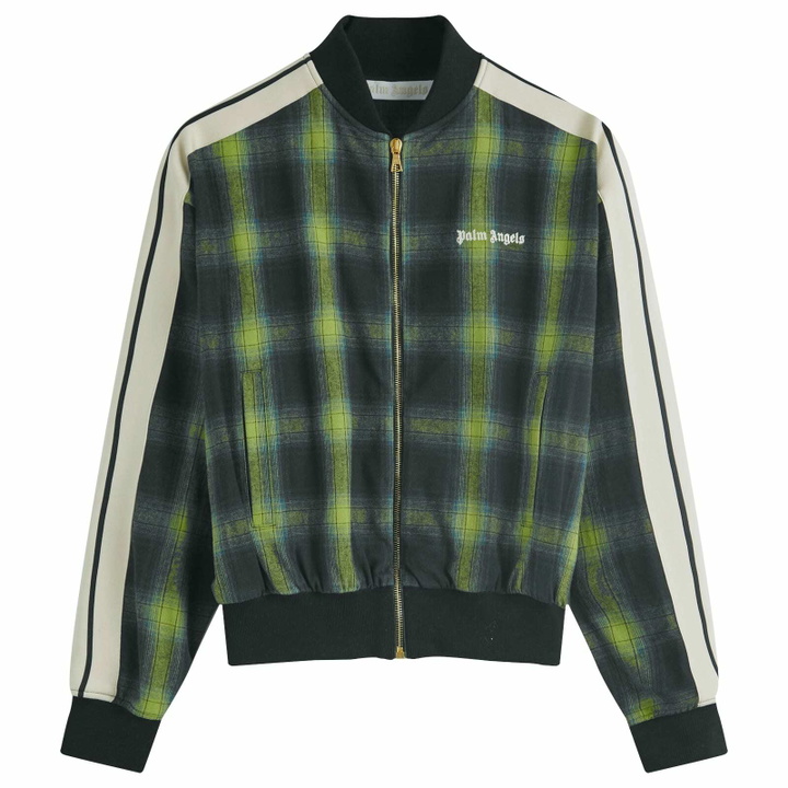 Photo: Palm Angels Women's Classic Logo Check Bomber Jacket in Green