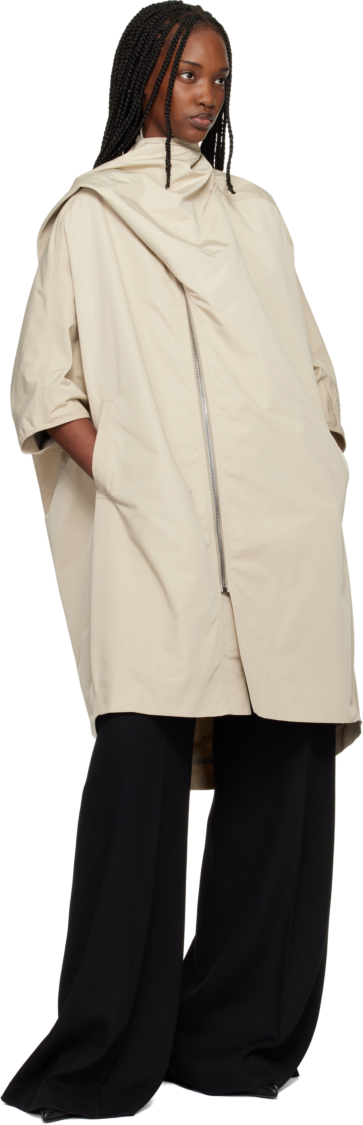 Rick Owens Off-White Temple Sail Biker Coat