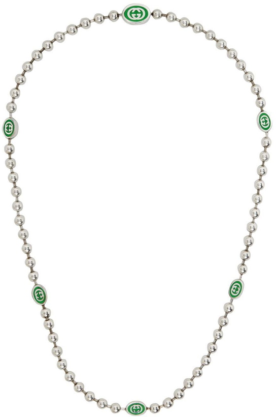 Photo: Gucci Silver & Green Interlocking G Necklace