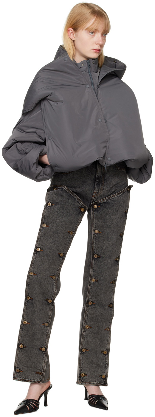Y/Project Gray Snap Off Puffer Jacket