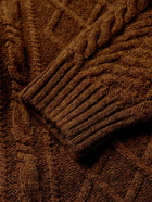 KAPITAL - Intarsia Cable-Knit Wool-Blend Sweater - Brown