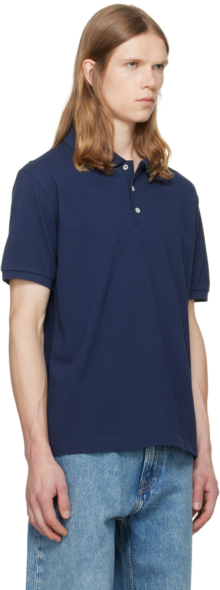 A.P.C. Navy Cotton Piqué Polo