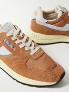 Autry - Reelwind Low Cracked-Leather Trimmed Suede and Shell Sneakers - Brown