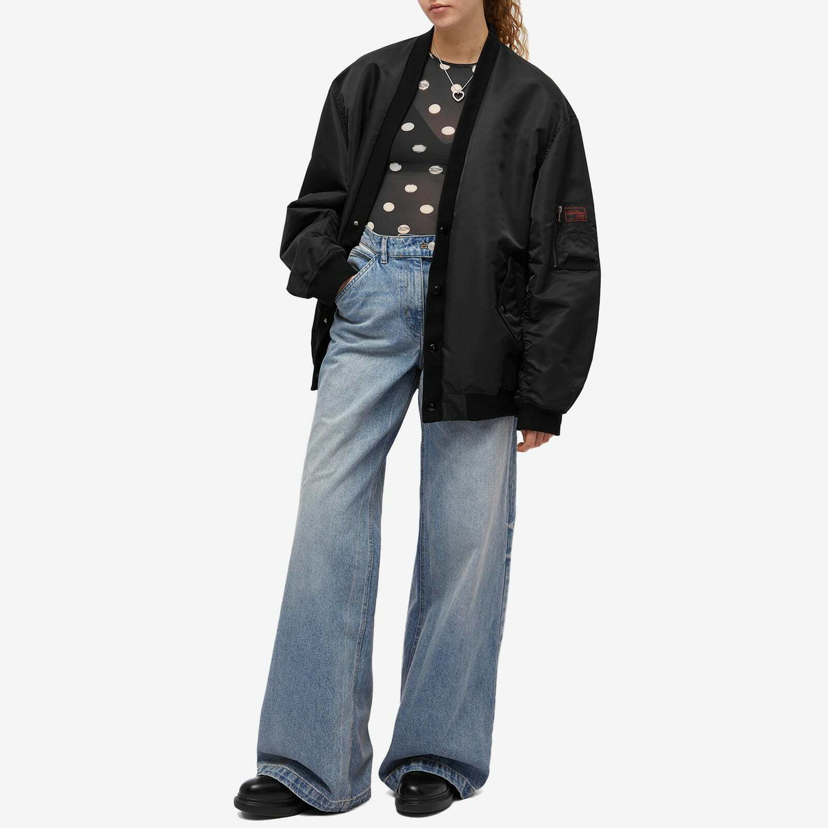 w*u様 RAF SIMONS Bomber Cardigan Jacket S Raf Simons Women's Bomber Cardigan Jacket in Black Raf Simons