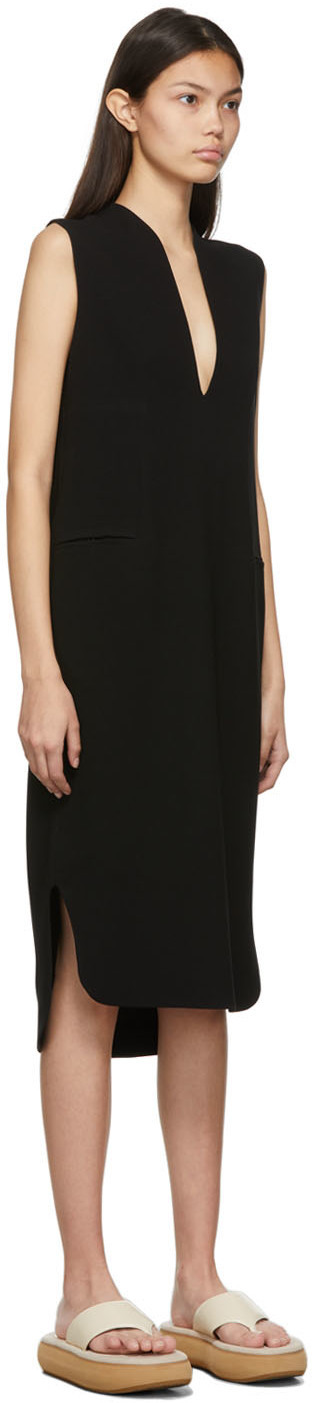 Mame Kurogouchi Black Deep Neck Mid-Length Dress Mame Kurogouchi