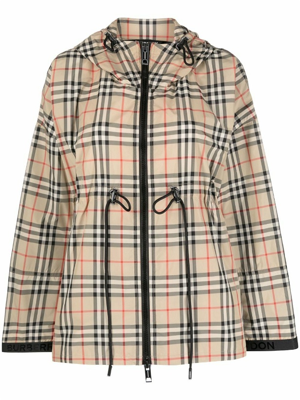 Photo: BURBERRY - Check Motif Hooded Jacket