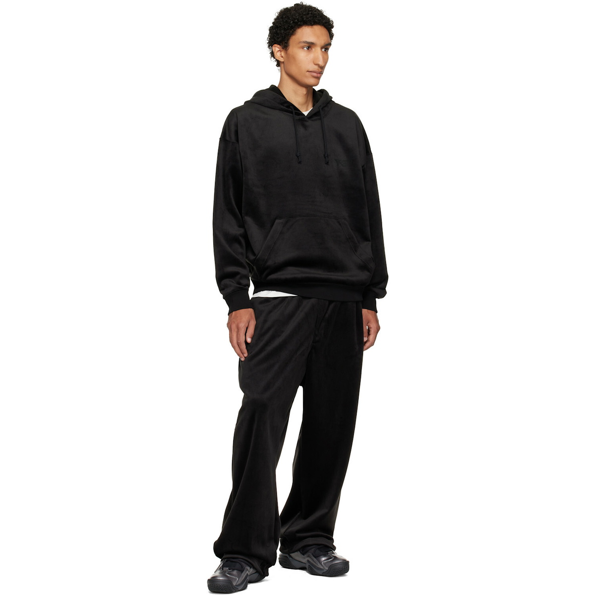 Y-3 Black Velvet Corduroy Hoodie