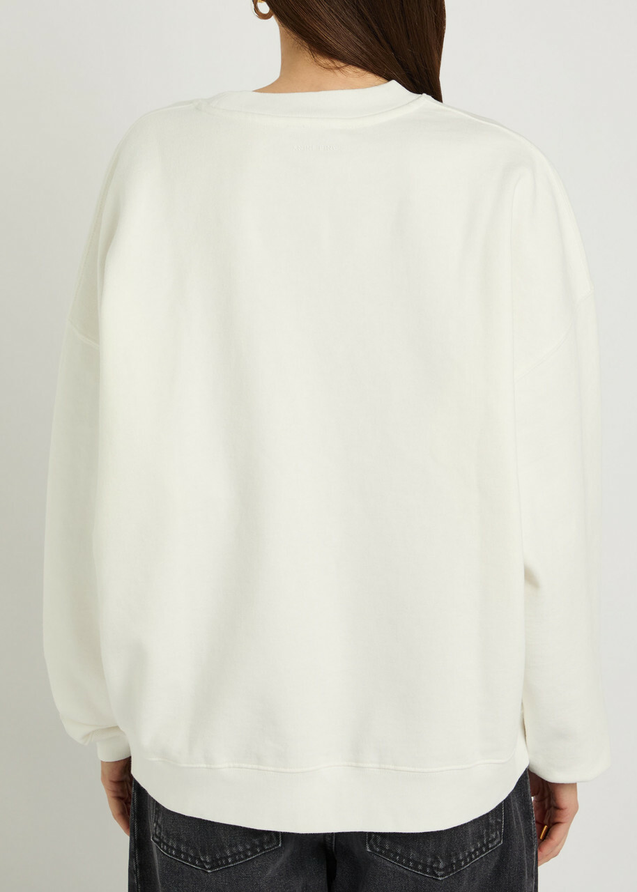 Anine Bing Miles Logo-appliquéd Cotton Sweatshirt White