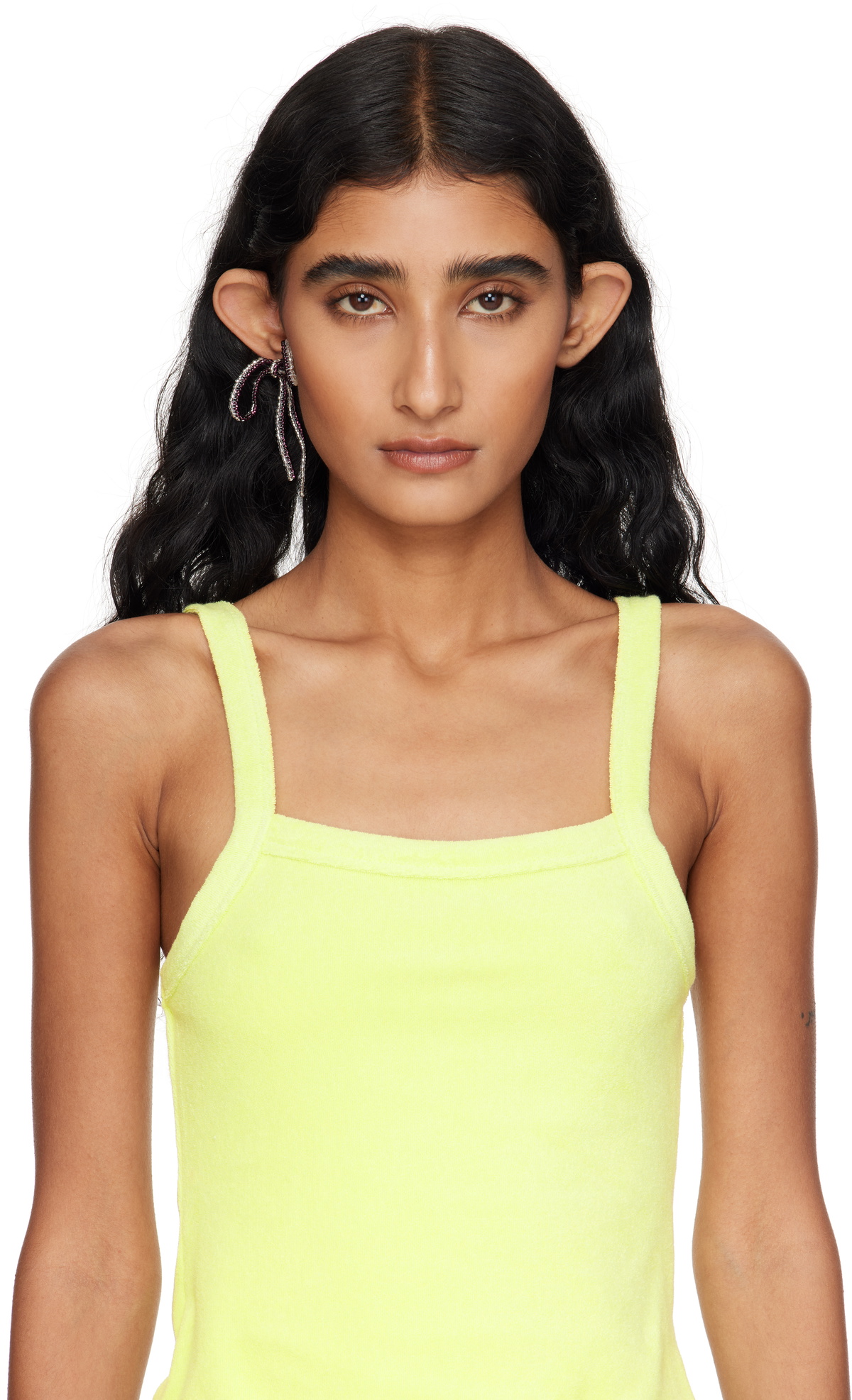 Pura Utz Striped Sad Bow Ear Stick Single Earring