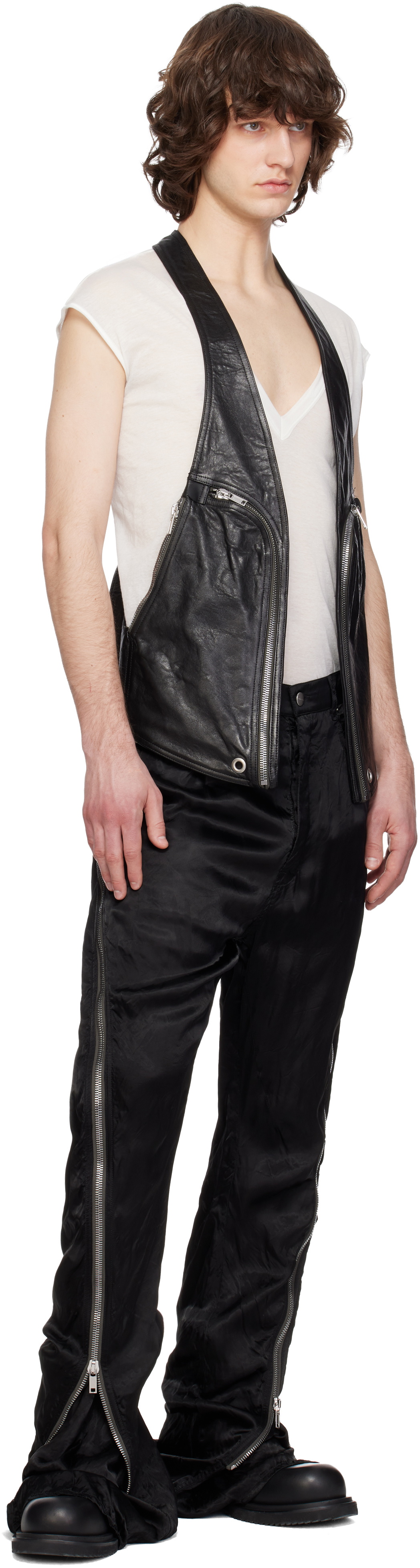 Rick Owens Black Temple Bauhaus Leather Vest