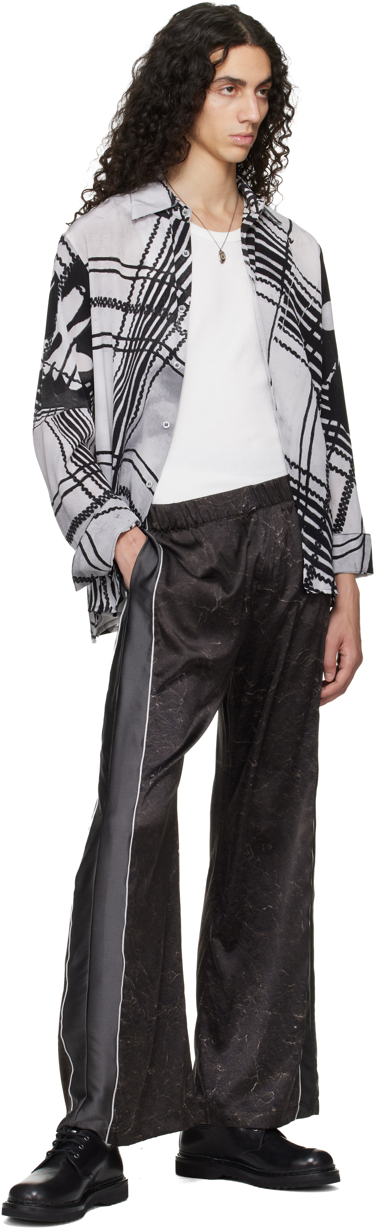 Serapis Black & White Clothing Facilities Silk Shirt