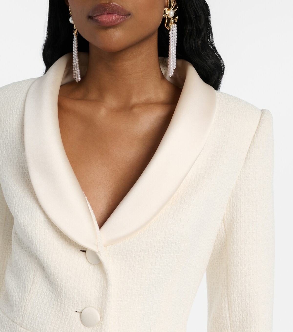 Self-Portrait Bouclé and chiffon midi dress