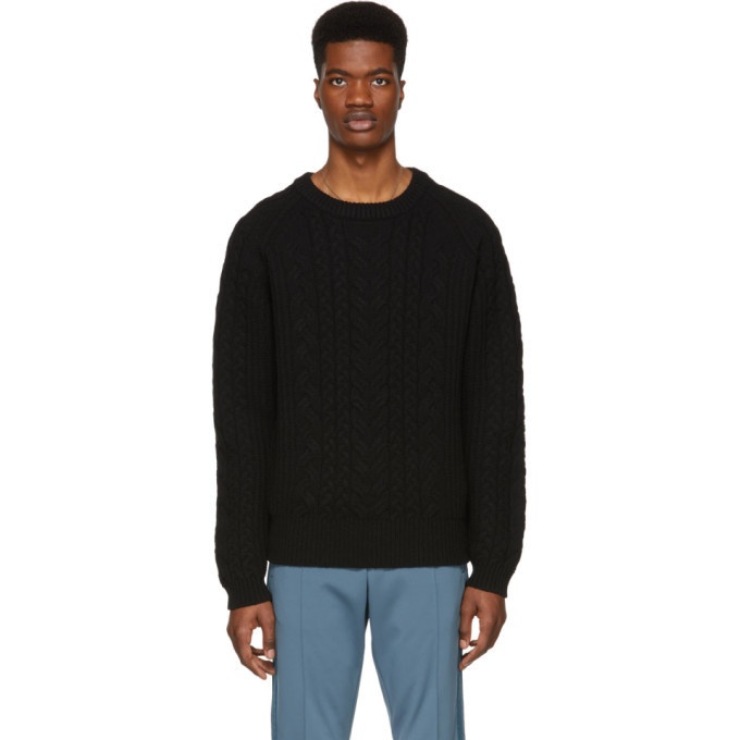 Photo: Tiger of Sweden Black Cable Knit Sweater