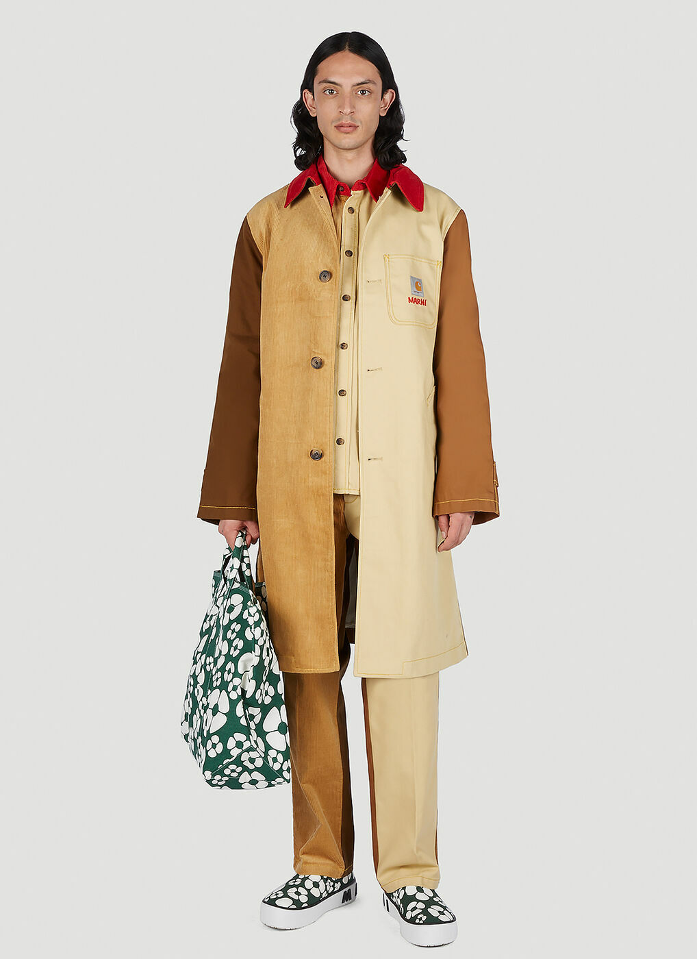 Marni x Carhartt - Colour Block Panel Coat in Brown