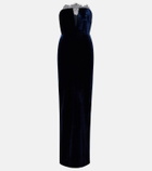 Roland Mouret Lace-trimmed velvet corset gown