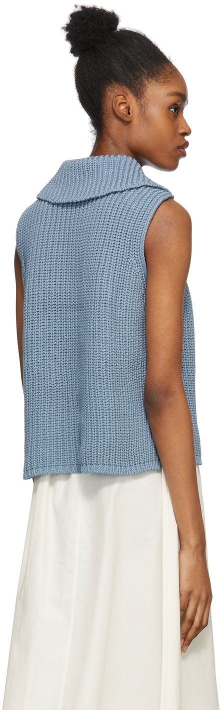 DEVEAUX NEW YORK Blue Knit Aubrey Vest