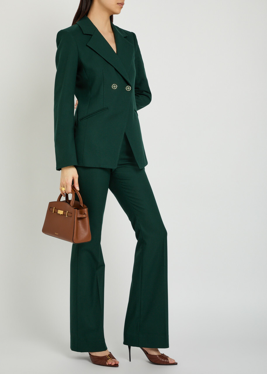 Veronica Beard Melvin Flared-leg Trousers Dark Green