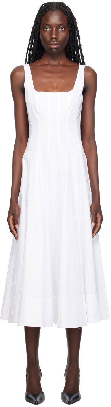 Staud White Wells Midi Dress