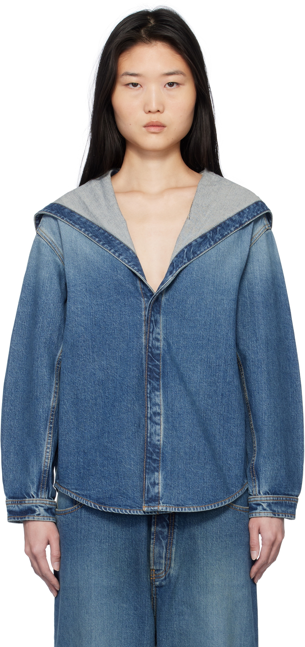 ALAÏA Blue Eyelet Denim Jacket ALAÏA
