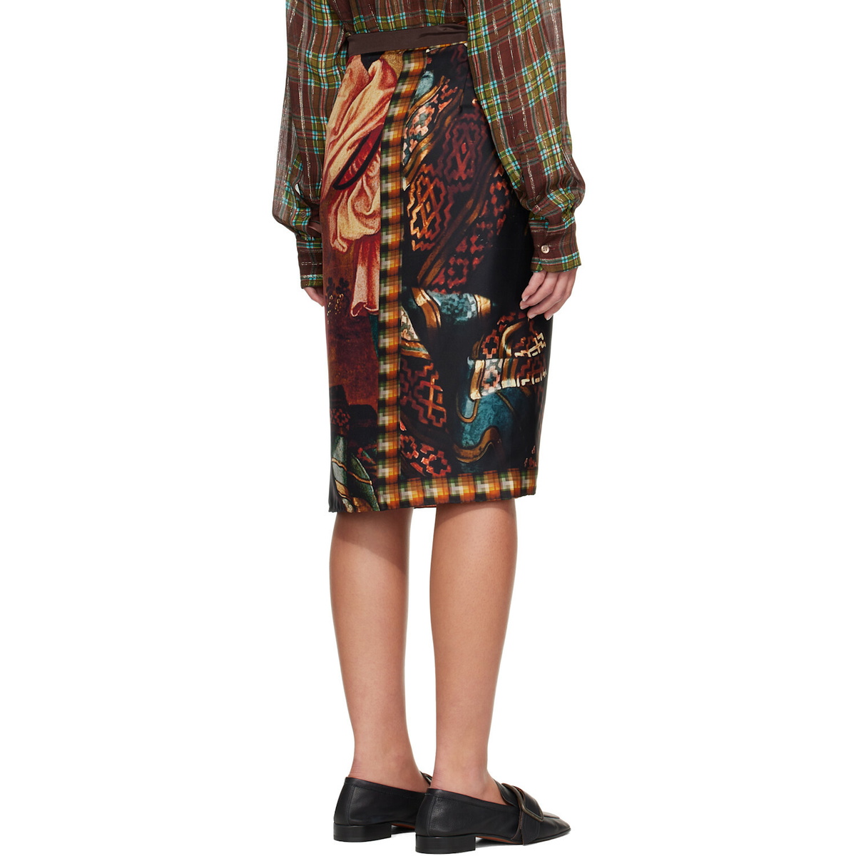 Dries Van Noten Multicolor Wrap Scarf Midi Skirt