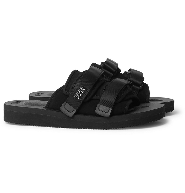 Photo: Suicoke - Moto-VS Webbing-Trimmed Suede Sandals - Black