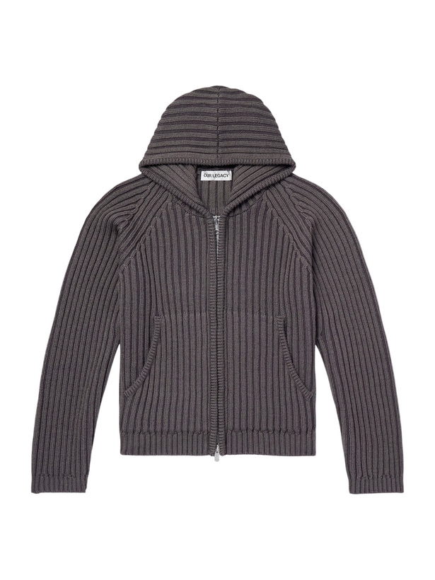 Photo: Our Legacy - Level Merino Wool Zip-Up Hoodie - Gray