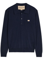 Valentino Garavani Wool Polo Shirt Navy
