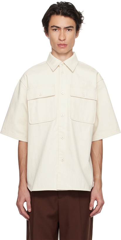 Photo: Jil Sander Off-White Buttoned Denim Shirt