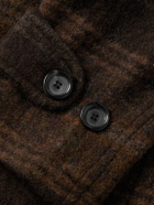 Oliver Spencer - Grandpa Belted Checked Wool-Felt Coat - Brown
