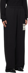 We11done Black Bouclé Letter Logo Wide Lounge Pants