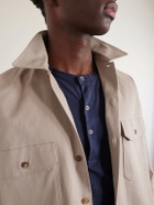 Hartford - Garment-Dyed Lyocell and Cotton-Blend Jersey Henley Shirt - Blue