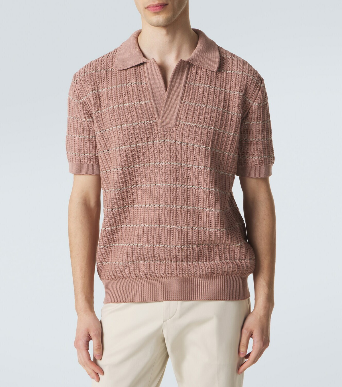 Brioni Embroidered cotton and linen polo shirt
