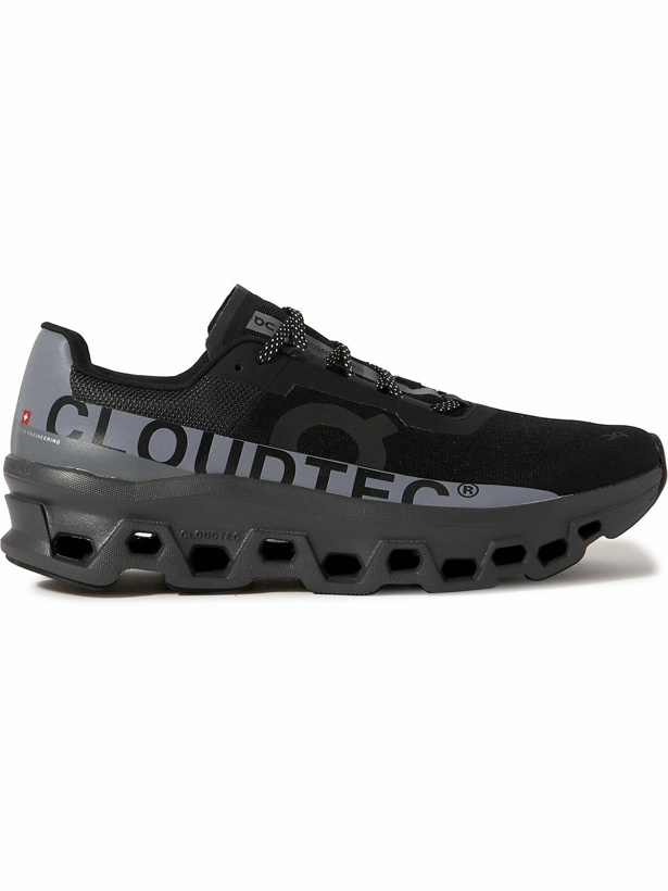Photo: ON - Cloudmonster Lumos Rubber-Trimmed Mesh Running Sneakers - Black
