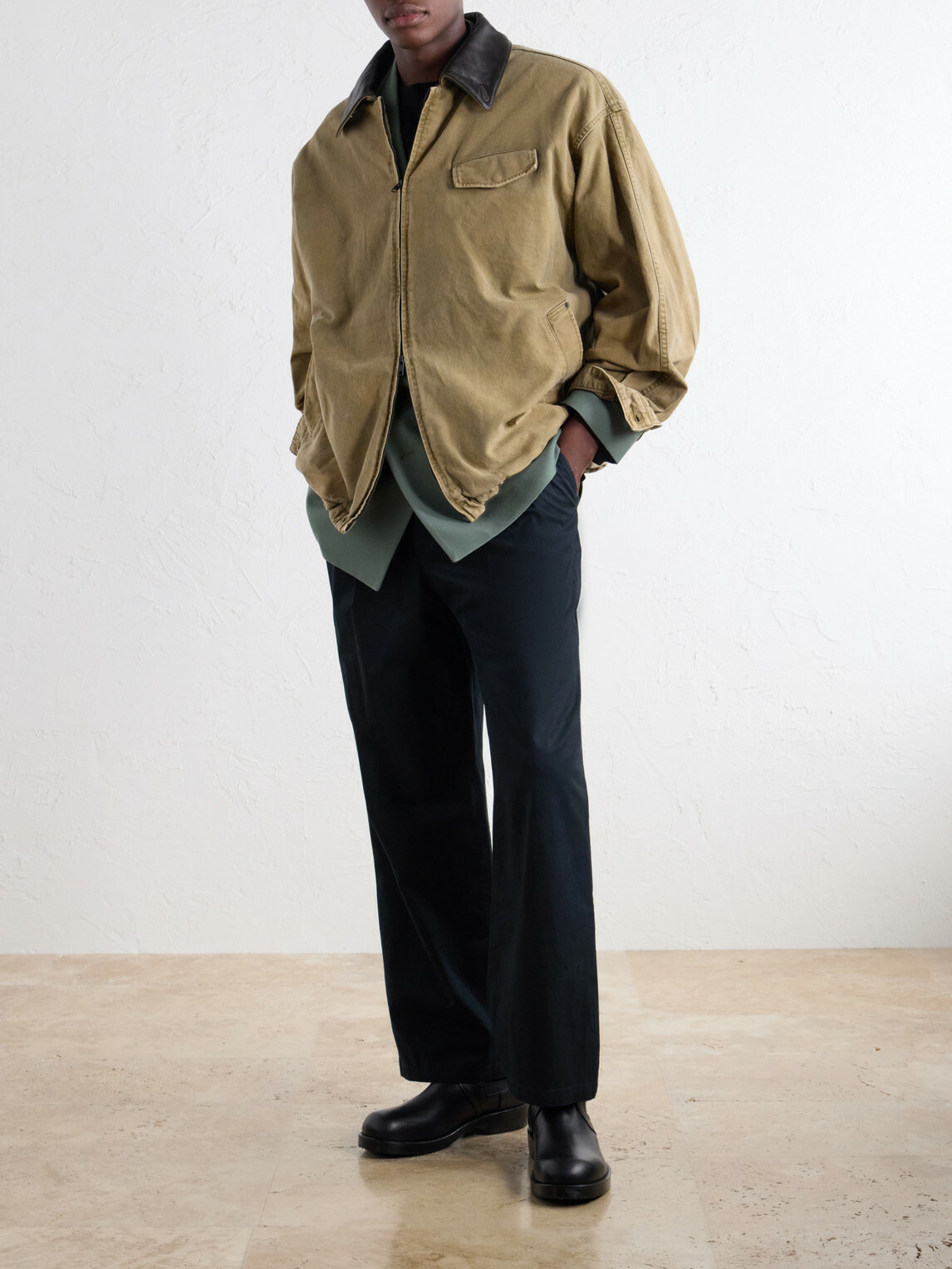 ssstein - Leather-Trimmed Cotton-Corduroy Jacket - Brown