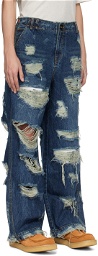 ADER error Blue Distressed Jeans