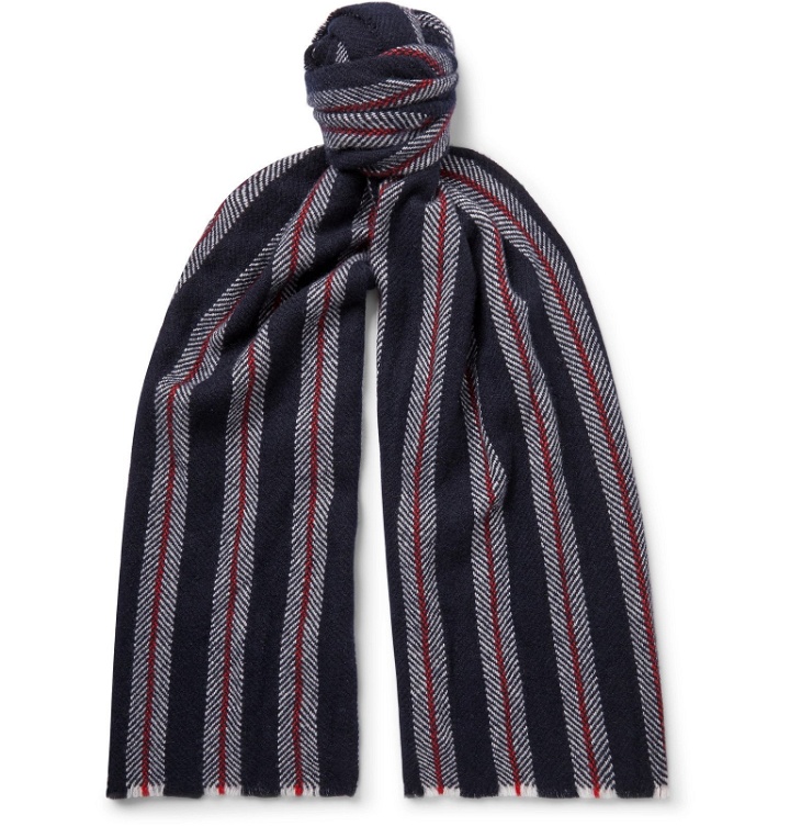 Photo: Johnstons of Elgin - Striped Cashmere Scarf - Blue