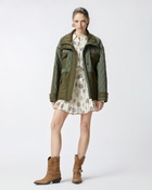 Pinko Mini Shirt Dress In Twill With Swirl Print Cream/Black