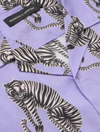 Desmond & Dempsey - Tiger Camp-Collar Printed Organic Cotton-Poplin Pyjama Shirt - Purple