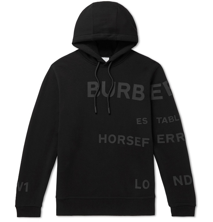 Photo: Burberry - Logo-Print Fleece-Back Cotton-Jersey Hoodie - Black