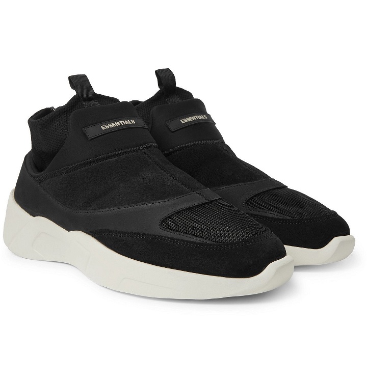 Photo: Fear of God Essentials - Suede, Mesh and Neoprene Sneakers - Black