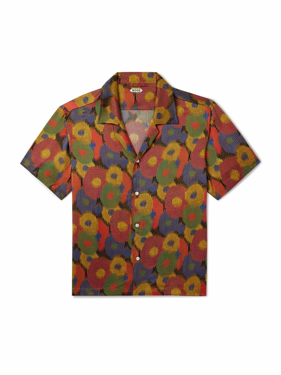 BODE - Fruit Pit Camp-Collar Printed Silk-Seersucker Shirt - Multi