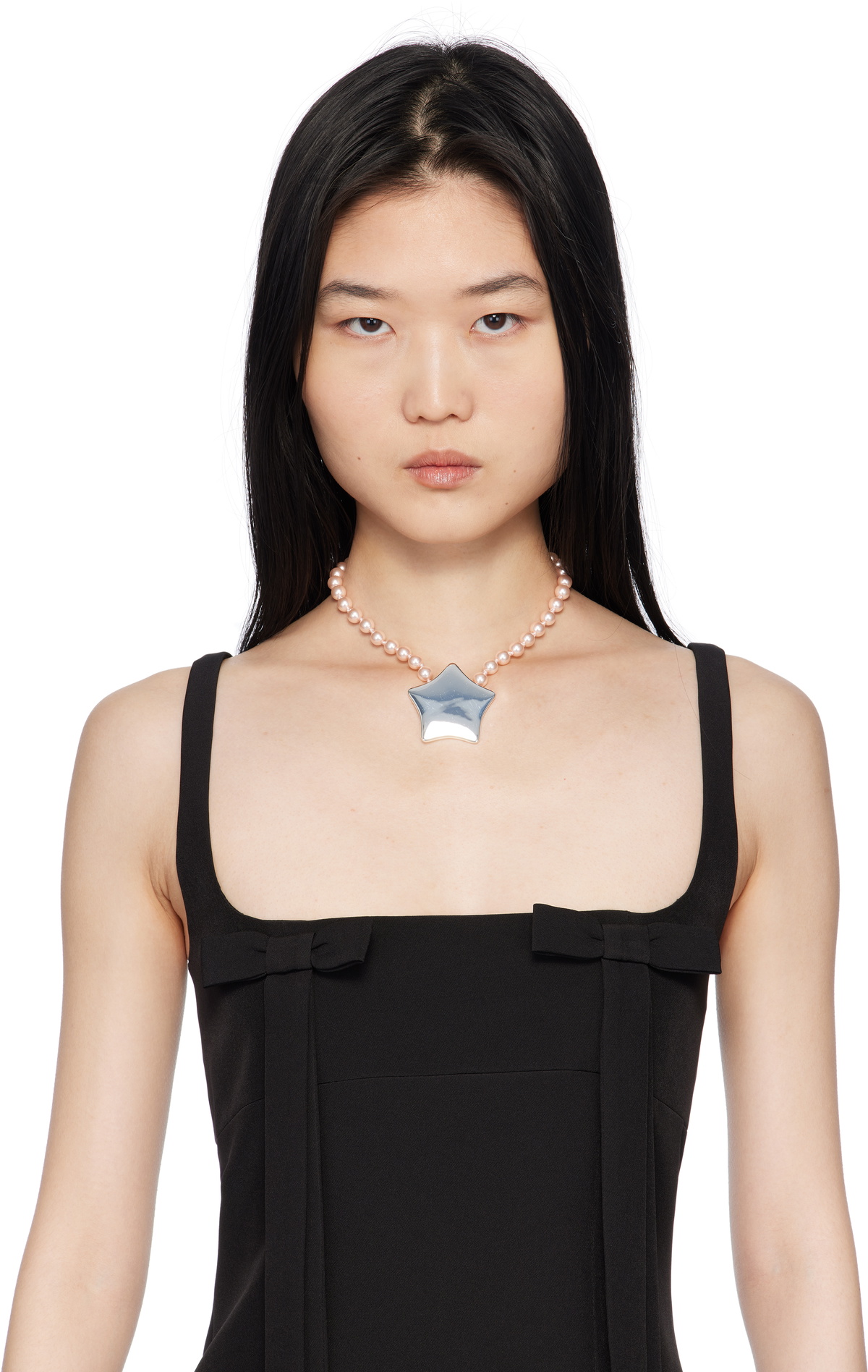 【関税込み】Sandy Liang ピンク＆シルバー Gateaux ネックレス Sandy Liang: Pink & Silver Gateaux Necklace | SSENSE