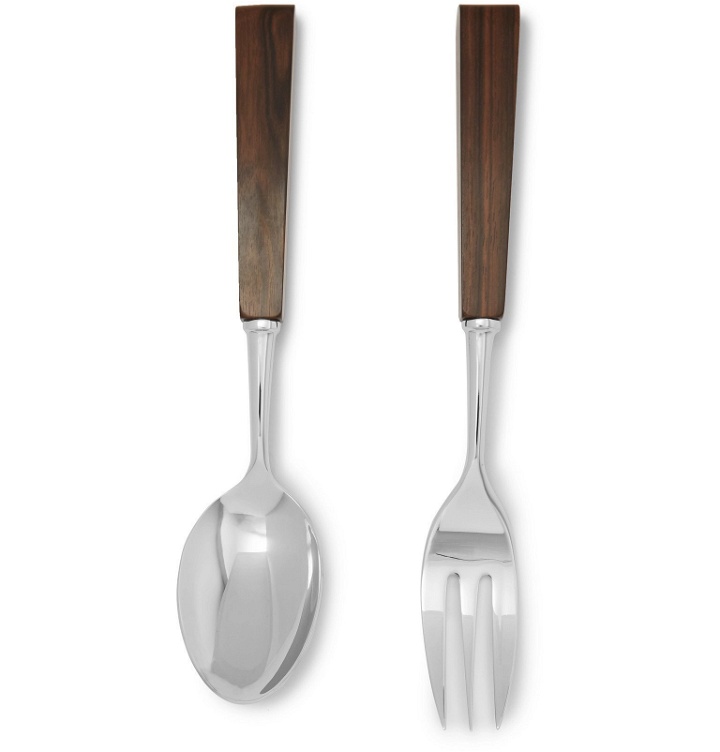 Photo: Lorenzi Milano - Stainless Steel and Wood Table Serving Set - Silver